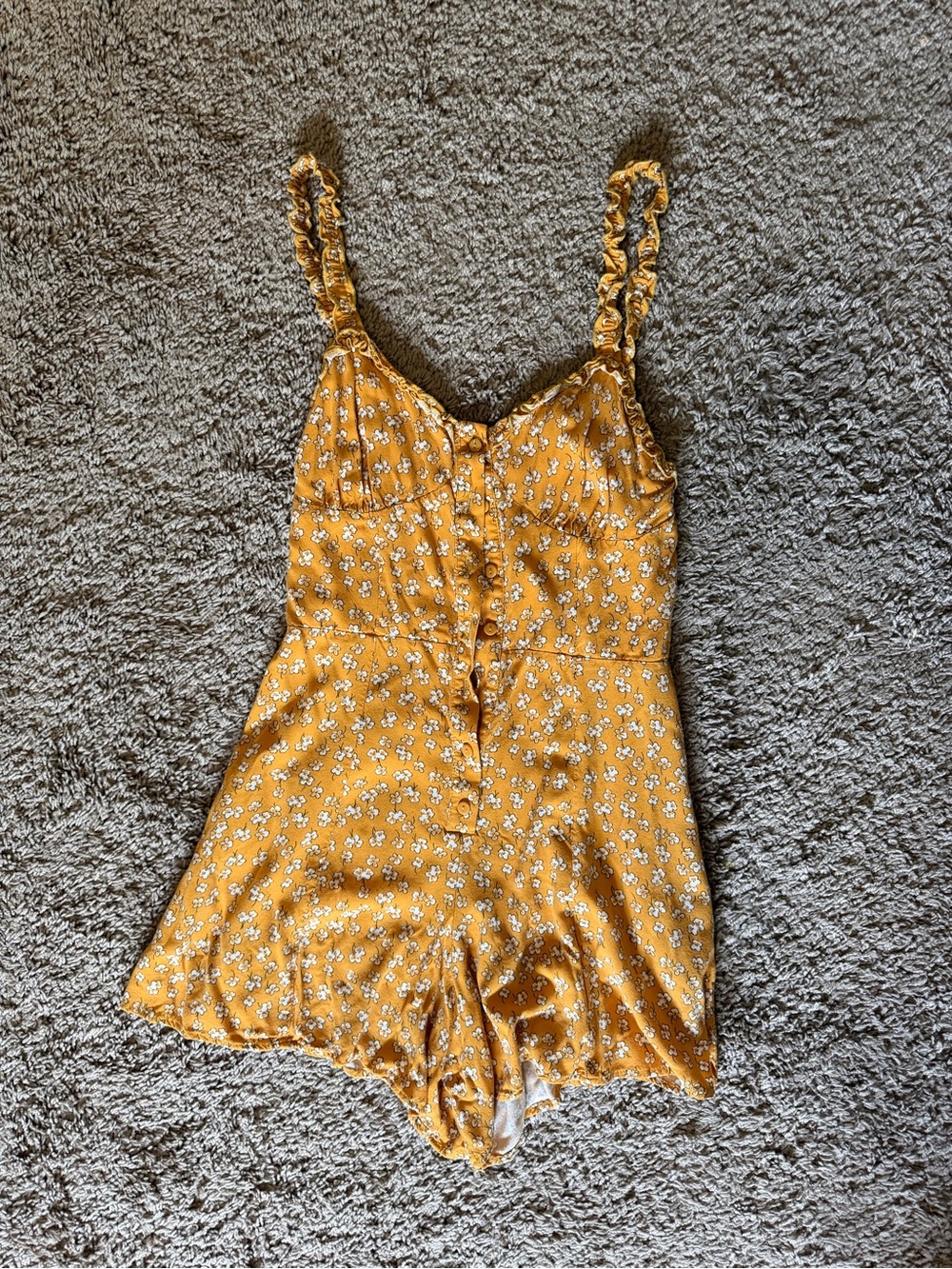 Urban Outfitters Mustard Yellow Floral Ruffle Romper